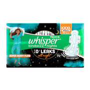 Whisper Bindazzz Nights XXXL Sanitary Pads (10 Pads) | Up to 0% Leaks All Night | 75% Longer with Wi