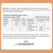 HK Vitals Glutathione 30 Veg Capsules | 500mg L-Glutathione with Vitamin C, Vitamin E & Grape Seed E