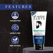 AMAzing EARTH 2 in 1 Beard Wash for Men - Shampoo + Conditioner for Hard Curly Beard with Bhringraj, Henna, Acacia & Argan Oil Certified Organic, Sulphate & Paraben Free, 100% Natural & Vegan - 100ml