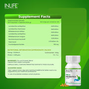 INLIFE Prebiotic Probiotic Supplement, 6 Strains, Gut Health, 60 Capsules