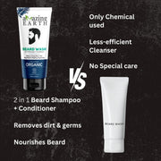 AMAzing EARTH 2 in 1 Beard Wash for Men - Shampoo + Conditioner for Hard Curly Beard with Bhringraj, Henna, Acacia & Argan Oil Certified Organic, Sulphate & Paraben Free, 100% Natural & Vegan - 100ml