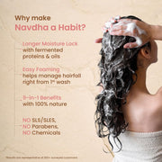 Nat Habit Hibiscus Navdha Shampoo for Hair Growth, Fermented Soy Gentle Cleanser for Long Thick Hair | Natural Shampoo for Oily Scalp & Dry Frizzy Hair with Amla For Women & Men, Sulfate Free| 250ml