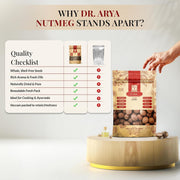 Dr Arya's Whole Nutmeg 50g | Jathikka | Jayfal | Jaiphal | Jathikai | Pure, Natural, Ayurveda Uses | Indian Aromatic Spice for face, cooking, baking and herbal uses