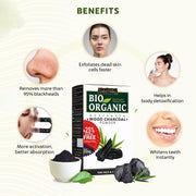 INDUS VALLEY Bio-Organic Activated Charcoal Powder | 100% Natural | Face & Skin Care | Cleansing & Exfoliating | 200 g + 50 g