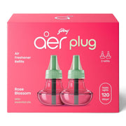 Godrej aer Plug Electric Air Freshener 2 Refills (20ml each) | Rose Blossom | Lasts up to 120 days