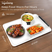 Lifelong Electric Food Warmer - 250 W | Roll Up Silicon Heating Mat | Adjustable Temperature Control with Touch | Even Warming Tray for Dining, Parties & Events | Auto Shut-Off (47 X 32 CM) (LLEFW09)