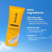 Foxtale Glow Sunscreen SPF 50 PA++++ with Vitamin C & Niacinamide, in-Vivo Tested, Sensitive-Skin Friendly, Made with 100% New-Gen Filters, Lightweight, Non-Greasy, No White Cast |for Men & Women 50ml