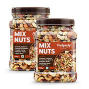 PrettyNutty Healthy Nutmix 500g Jar | Almonds, Cashews, Black Raisins, Cranberries, Black Dates & Mo