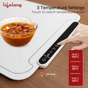 Lifelong Electric Food Warmer - 250 W | Roll Up Silicon Heating Mat | Adjustable Temperature Control with Touch | Even Warming Tray for Dining, Parties & Events | Auto Shut-Off (47 X 32 CM) (LLEFW09)