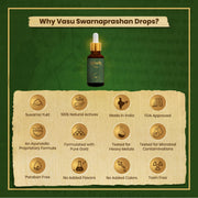 VASU Swarnaprashan Drop For Kids - Natural Formulated With Pure 24Ct Gold | Healthy Growth | Golden Nectar | Improves Strength & Immunity Booster For Kids (0-16 Years) - 30Ml