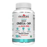 SwissLife Forever Vegan Omega 3 6 9 with Algal DHA | 60 Veg Capsules | Plant-Based Support for Brain