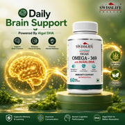 SwissLife Forever Vegan Omega 3 6 9 with Algal DHA | 60 Veg Capsules | Plant-Based Support for Brain