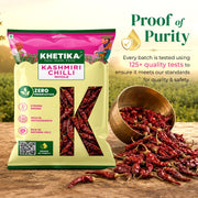 Khetika Naturale Kashmir Chilli 100 grams | Whole Kashmiri Mirchi | Rich in Antioxidants | Pesticides Free | Hygienically Sealed