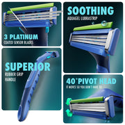 Gillette Guard 3in1 Shaving Razor Blade for men - 2 Cartridges + 1 Razor | Smooth Shave | Aqua gel Lubrastrip | 3 Platinum Coated Blades | Rubber Handle Grip | Flexi Head | good for Sensitive Skin