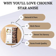 Chounk Natural Star Anise 50g (50g x Pack of 1) | Spices Whole Chakri Phool | Badiyan Phool Whole Spices with No Preservatives, No Additives