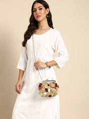 Sangria Embellished Structured Sling Bag (MT)