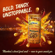 Oh So Organic Mumbai Masala Makhana 87g | Roasted Fox Nuts Snack | Olive Oil Roasted Healthy Makhana | Gluten Free Crunchy Snack | Spicy Masala Flavoured Lotus Seeds