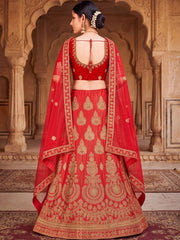 Anouk Rustic Embroidered Semi-Stitched Lehenga Choli with Net Dupatta view 6
