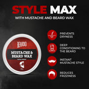 Beardo Beard and Mustache Wax, 50 gm | Beard Wax for Beard & Mustache Styling | Long Lasting Extra Strong Hold Wax for Men | Beard Hair Wax for Smooth, Shiny & Healthy Beard
