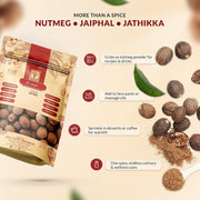 Dr Arya's Whole Nutmeg 50g | Jathikka | Jayfal | Jaiphal | Jathikai | Pure, Natural, Ayurveda Uses | Indian Aromatic Spice for face, cooking, baking and herbal uses