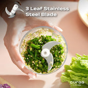 CÜRAA Chopper Electric for Kitchen | ChopLab Neo USB Vegetable Chopper for Kitchen Use by Chef Sanjyot Keer | Rechargeable Chopper with Stainless Steel Blades, 250ml, Beige