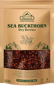 Biosash Sea Buckthorn Dry Berries 100g | Sun-Dried Himalayan Seabuckthorn Berries | Rich in Omega 3,
