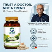 Organic Wellness Garlic 90 Veg Capsules | Organic Allium Sativum, Odour-Friendly | Cholesterol, BP &