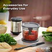 CÜRAA Chopper Electric for Kitchen | ChopLab Pro By Chef Sanjyot Keer | Compact Electric Chopper for Vegetable Chopping & Meat Mincing | Stainless Steel 4-Plane Blades | Black