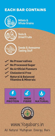 Yogabar Multigrain Energy Bar Variety Pack (10 Bars, 350g) | Fruits, Nuts, Oats & Millets | Gluten F