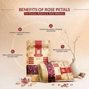 Dr Arya’s Rose Petals 100g | Gulab Ki Patti | Natural Sun-Dried Rose Petals for Herbal Tea, Skincare, Food & Decor | Edible Dry Rose Petal for Everyday Use (Pack of 1)