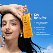 Foxtale Glow Sunscreen SPF 50 PA++++ with Vitamin C & Niacinamide, in-Vivo Tested, Sensitive-Skin Friendly, Made with 100% New-Gen Filters, Lightweight, Non-Greasy, No White Cast |for Men & Women 50ml