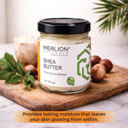 Merlion Naturals Shea Butter 150g Glass Jar | Pure & Unrefined | Raw & Cold Pressed | For Skin & Hai