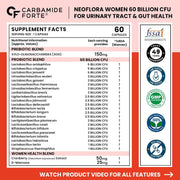 Carbamide Forte Neoflora-Women Probiotics for Women 60 Billion CFU with 150mg Prebiotic & Cranberry 