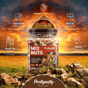PrettyNutty Healthy Nutmix 500g Jar | Almonds, Cashews, Black Raisins, Cranberries, Black Dates & Mo