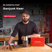 CÜRAA Chopper Electric for Kitchen | ChopLab Pro By Chef Sanjyot Keer | Compact Electric Chopper for Vegetable Chopping & Meat Mincing | Stainless Steel 4-Plane Blades | Black