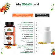 Biosash Sea Buckthorn Seed Oil Capsules 30 Caps | CO2 Extracted from Certified Organic Berries | Ome