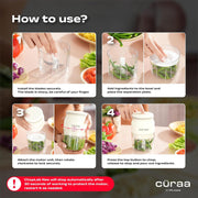 CÜRAA Chopper Electric for Kitchen | ChopLab Neo USB Vegetable Chopper for Kitchen Use by Chef Sanjyot Keer | Rechargeable Chopper with Stainless Steel Blades, 250ml, Beige