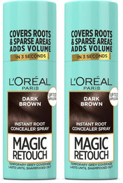 L'Oreal Paris Instant Root Concealer Spray, Ideal For Touching Up Grey Root Regrowth, Magic Retouch, 2 Dark Brown, 75Ml (Pack Of 2)