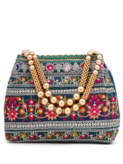 Textured Embroidered Potli Clutch