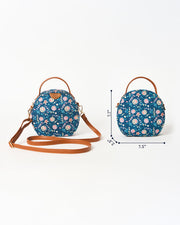 Teal by Chumbak blue floral round canvas sling bag view 6