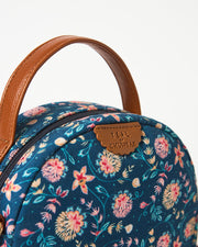 Teal by Chumbak blue floral round canvas sling bag view 7