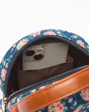Teal by Chumbak blue floral round canvas sling bag view 9