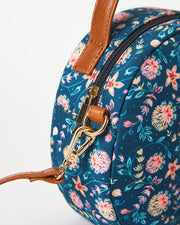 Teal by Chumbak blue floral round canvas sling bag view 10