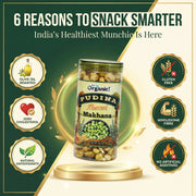 Oh So Organic Pudina Makhana 87g | Olive Oil Roasted Fox Nuts | Mint Flavoured Healthy Snack | Gluten Free Crunchy Makhana | Roasted Lotus Seeds Anytime Snack