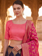 Anouk Rustic Zari Woven Semi-Stitched Lehenga with Dupatta view 4