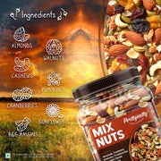 PrettyNutty Healthy Nutmix 500g Jar | Almonds, Cashews, Black Raisins, Cranberries, Black Dates & Mo