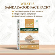 AMAN HERBALS - Pure and Natural Sandalwood/Chandan Powder Pack of 100 gm for Face, Skin Whitening, Face mask, and Facial, Skin Care