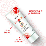 Acne-UV Sunscreen SPF50 PA+++ | Acne UV Gel Sunscreen | Non Comedogenic Silicone Gel | Oil-Free | UVA/UVB Protection | Water Resistant | No White Cast | Suitable for All Skin Types