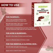'Aithihya Herbals Red Sandalwood (Lal Chandan) Facepack Powder 50g | 100% Pure & Natural | Glowing Skin, Acne & Pimple Care | Tan Removal & Skin Brightening | No Chemicals