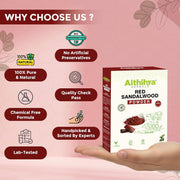 'Aithihya Herbals Red Sandalwood (Lal Chandan) Facepack Powder 50g | 100% Pure & Natural | Glowing Skin, Acne & Pimple Care | Tan Removal & Skin Brightening | No Chemicals